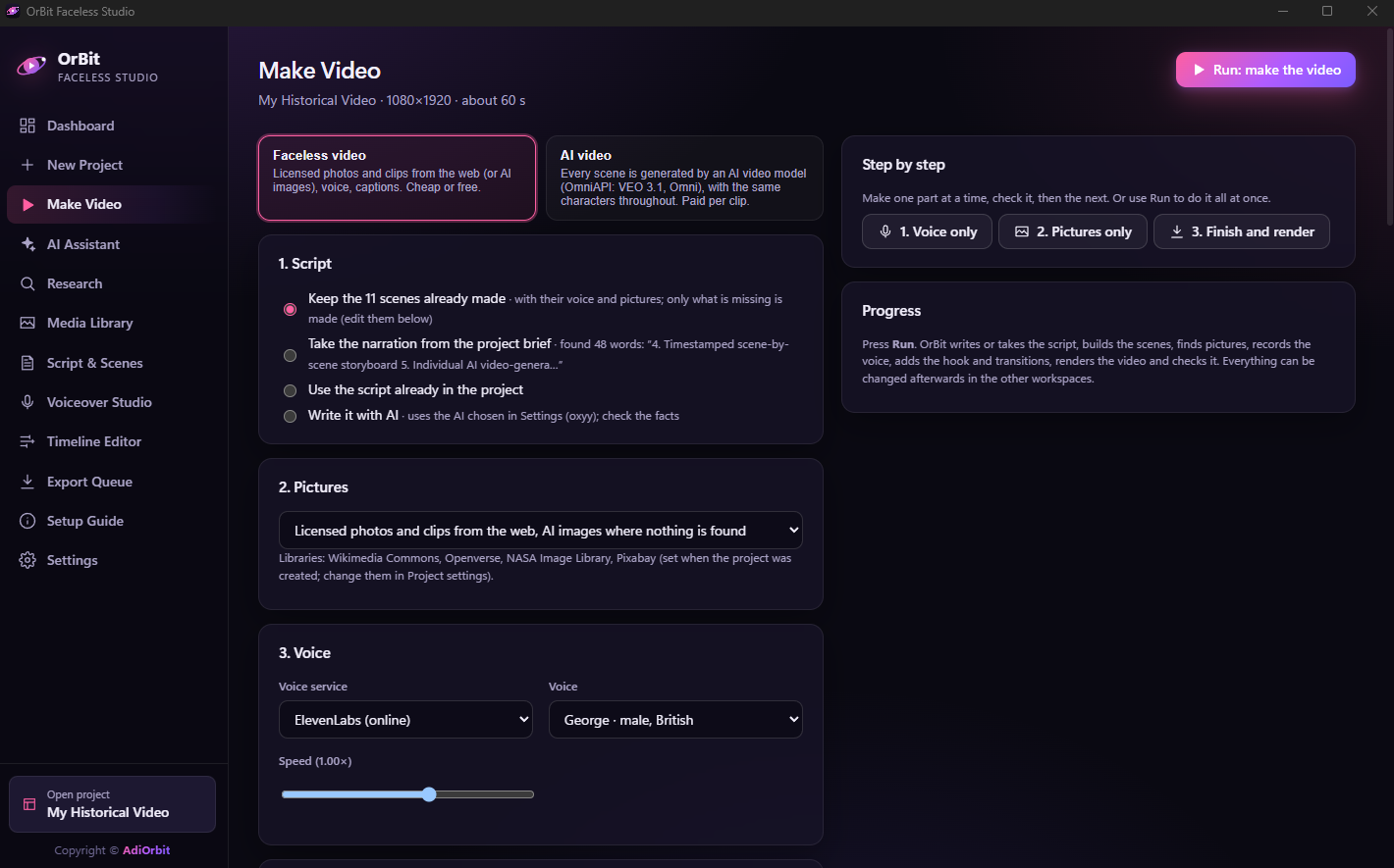 OrBit Faceless and AI Video Making Software screenshot 2